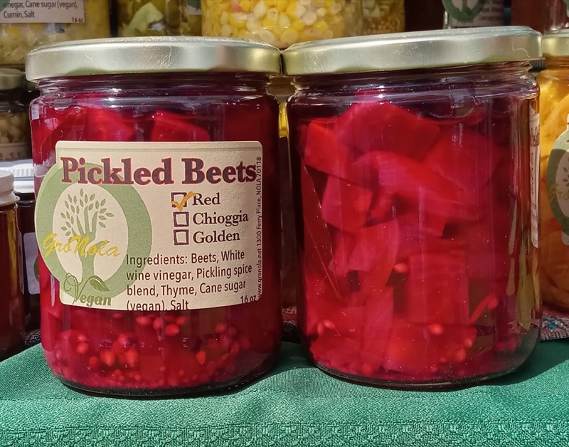 Bulls Blood red beets -- the beet of beets! in our own white wine vinegar.
