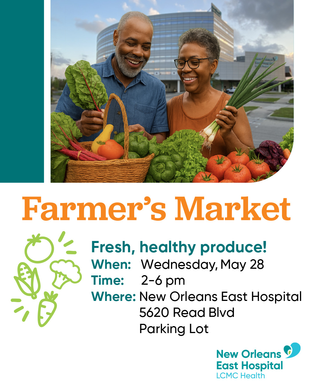 Fresh produce at New Orleans East Hospital Farmer's Market