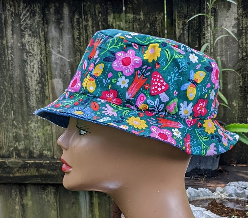 Volunteer Gear Bucket Hat Custom hand made bucket hat made with upcycled denim and other fabric